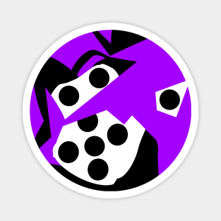 Lucky Purple Roll the Dice! Abstract retro pop in vivid purple, black and white. Magnet